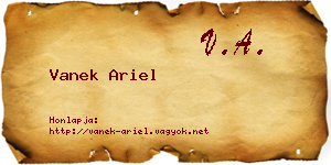 Vanek Ariel névjegykártya